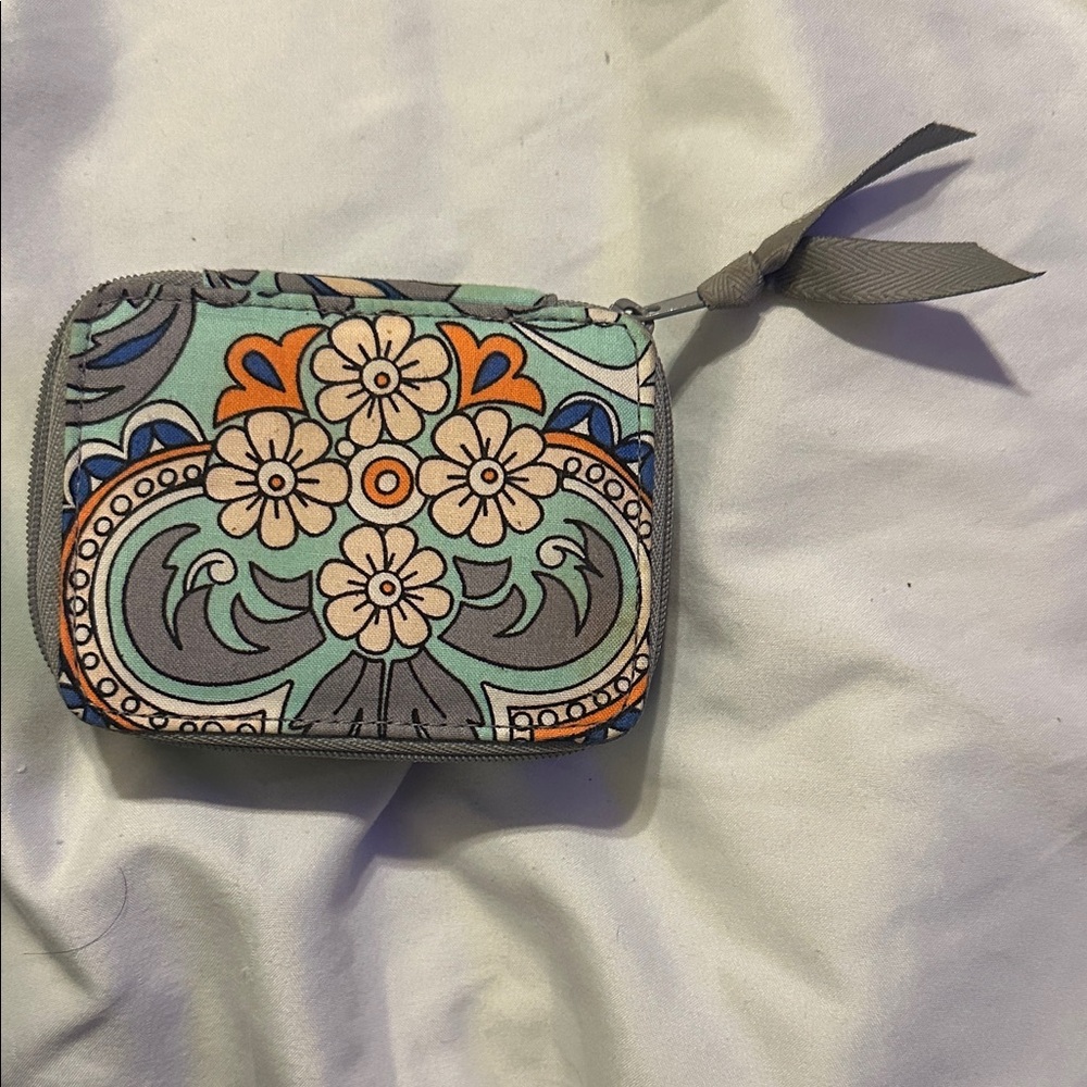 Vera Bradley Floral Wallet - Teal, Gray, Orange